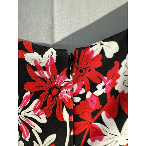 90s Vintage Dress Womens 4 Black Mini Red Floral Laundry Shelli Segal - Picture 8 of 10